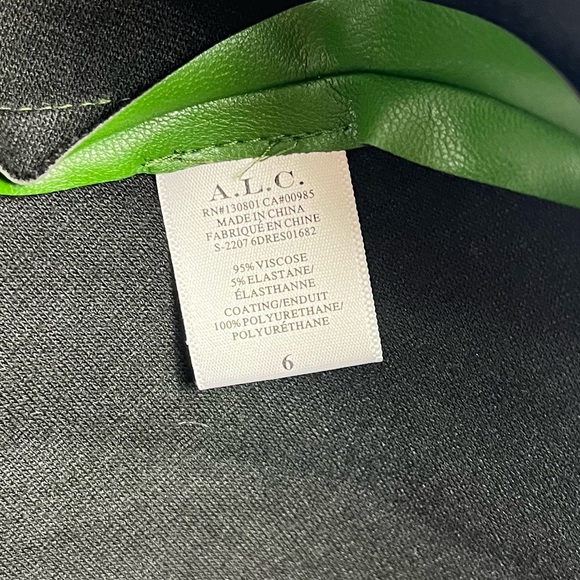A.L.C. Lexi Faux Leather Cut Out Mini Flounce Hem Dress Size 6 Forest Green - Picture 9 of 13